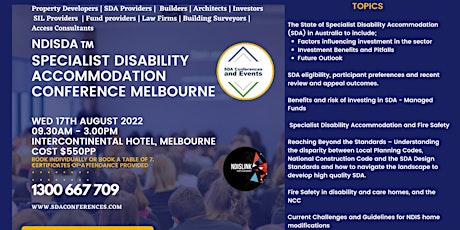 SPECIALIST DISABILITY ACCOMMODATION CONFERENCE MELBOURNE tickets