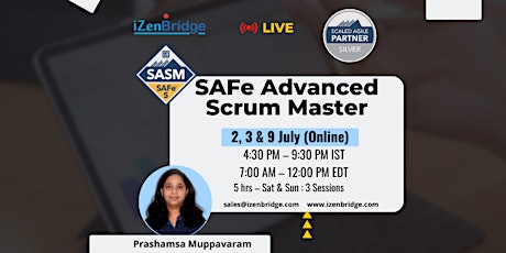 SAFe® 5.1 Advanced Scrum Master Certification – Virtual 2, 3 & 9 July'22 tickets