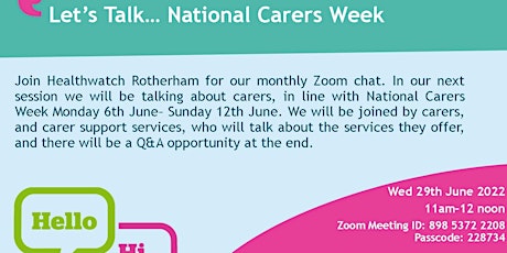 Healthwatch Rotherham Let's Talk...National Carers Week