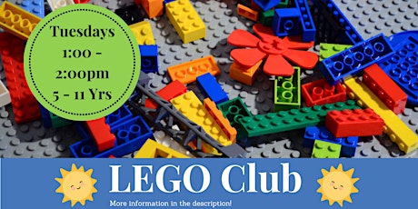 LEGO Club (5 - 11 Yrs) Tuesdays 1:00 - 2:00pm