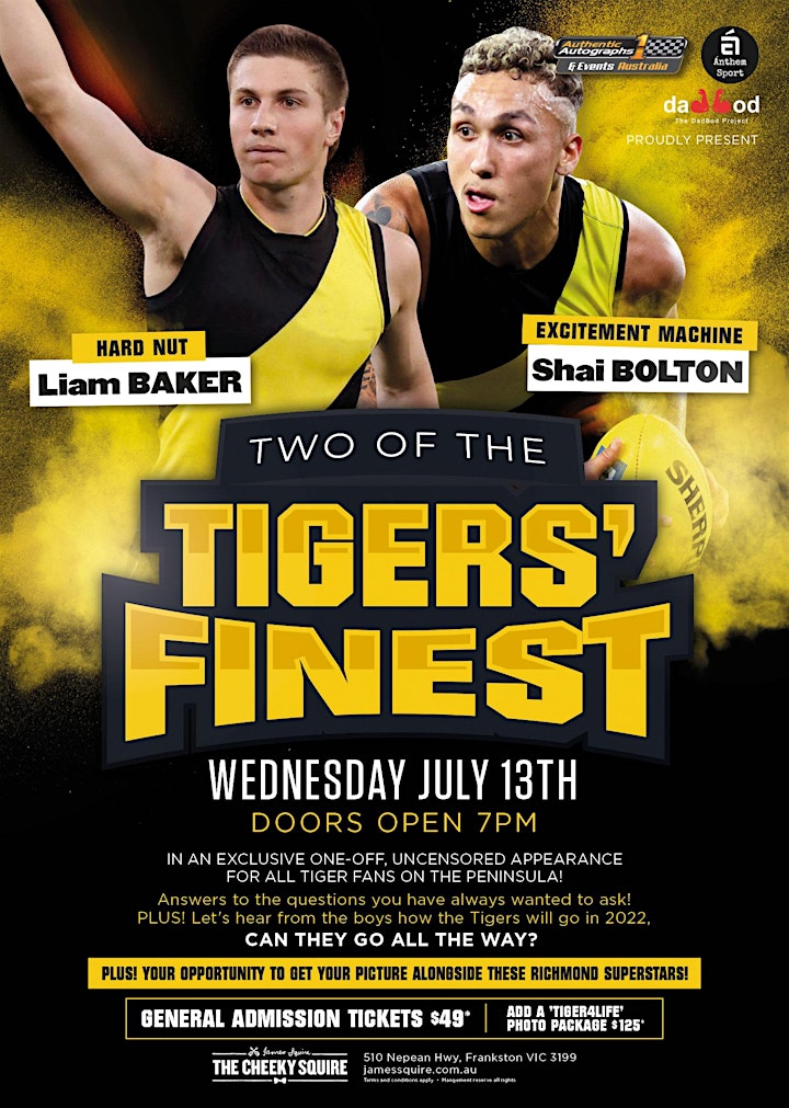 Two of the Tigers' Finest Baker & Bolton LIVE at Cheeky Squire, Frankston! image
