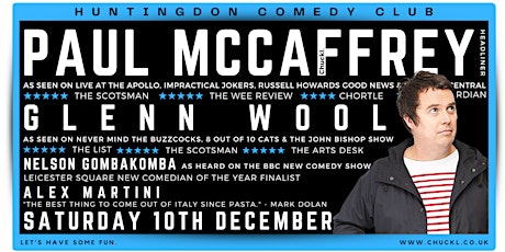 Huntingdon Comedy Club with Paul Mccaffrey & Glenn Wool