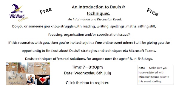 An Introduction to Davis techniques Information and Discussion Event