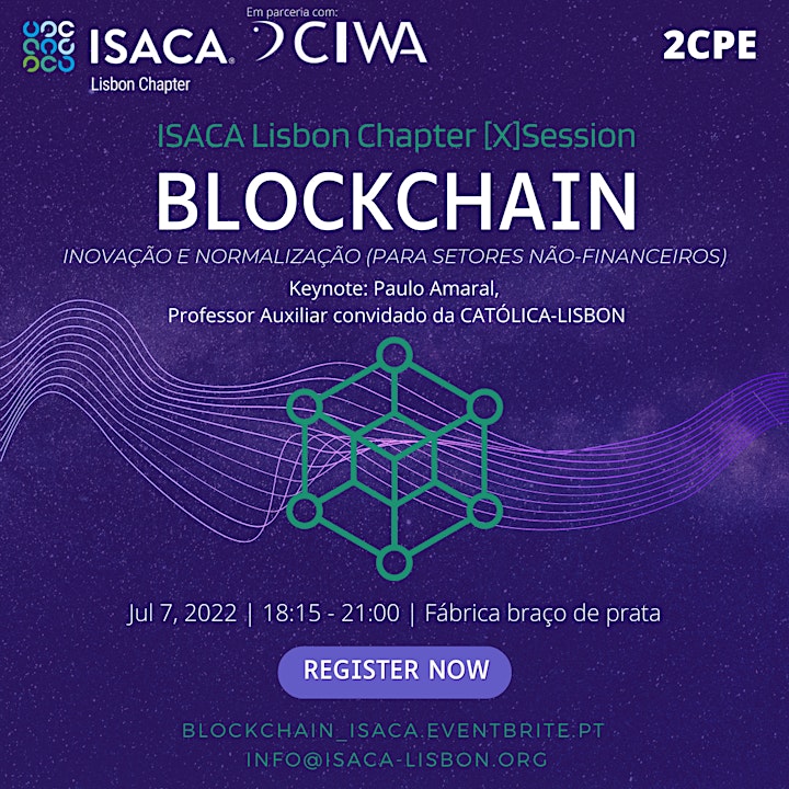 imagem [X] Sessions powered by ISACA Lisbon Chapter - BLOCKCHAIN
