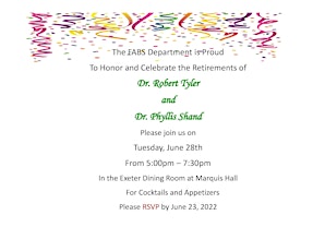 Drs. Phyllis Shand and Robert Tyler Retirement Come and Go Celebration tickets
