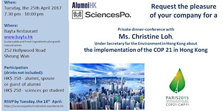 Private Dinner Sciences Po Hong Kong Christine Loh primary image