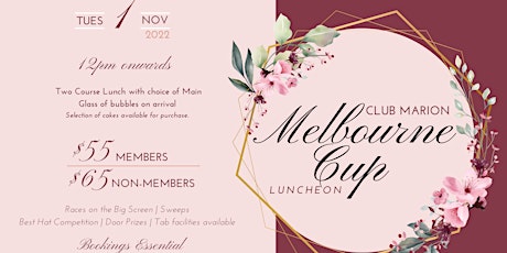2022 Melbourne Cup Luncheon at Club Marion tickets