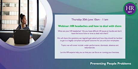 Webinar: HR and Employment law headaches and how to deal with them tickets