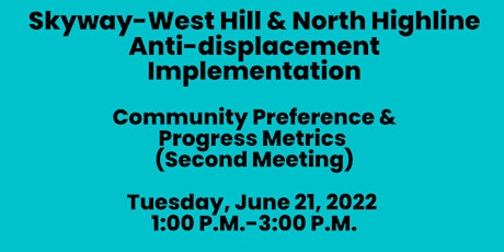 Skyway-West Hill & North Highline Anti-displacement Next Steps (Mtg #2) primary image