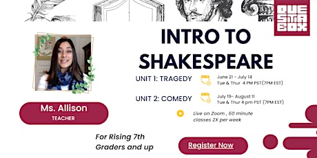 Ms. Allison's  Intro to Shakespeare : Comedy Unit (8 sessions) tickets