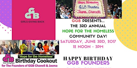 GGB Presents the 3rd Annual Hope For The Homeless Community Day & Birthday Celebration for GGB Founders Jas & Chanell!  primary image