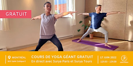 Hauptbild für Cours de yoga GÉANT gratuit ; en direct avec Paris et Tours !