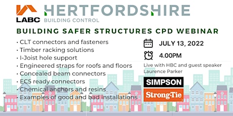 Building Safer Structures with Strong-Tie CPD Webinar tickets