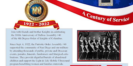 Centential Celebration, Knights of Columbus Balboa Assembly #40, 1922-2022