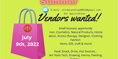 Vendor Wanted, Small business for Pop-up shop Event tickets