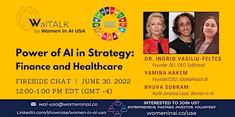 Women in AI USA WaiTALK - Power of AI in Strategy - Finance and Healthcare tickets