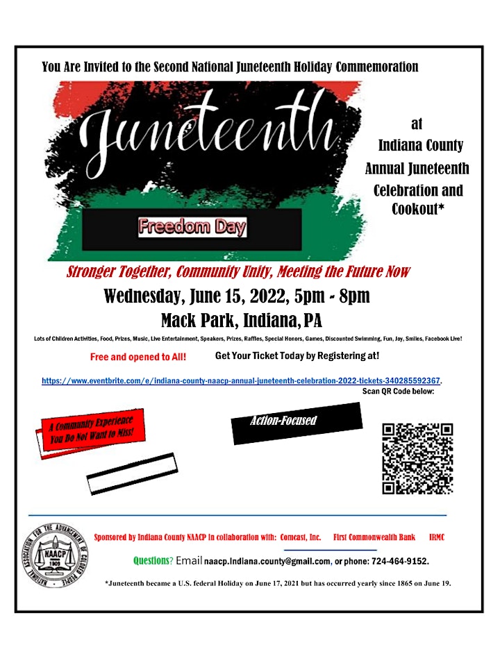 Indiana County NAACP Annual Juneteenth Celebration and Cookout 2022 image
