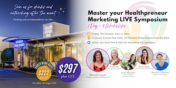Master your Healthpreneur Marketing LIVE Symposium (In Person)