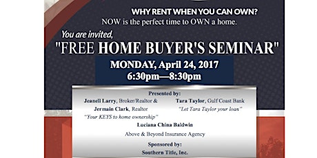 "FIRST TIME HOME BUYER'S SEMINAR"  by N'Awlins Realty Boutique LLC (East NOLA) primary image