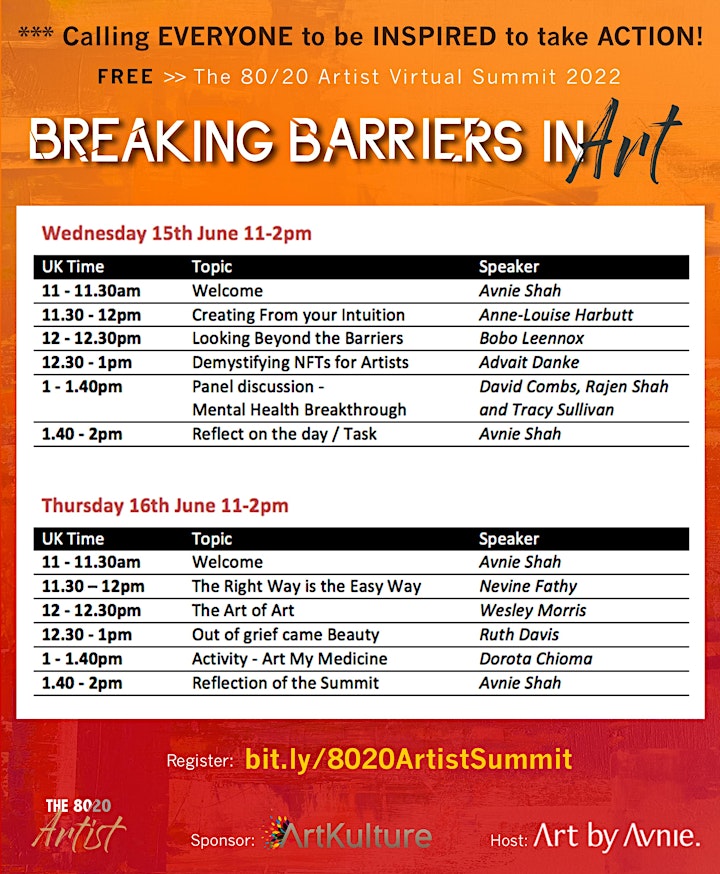Breaking Barriers in Art: The 80/20  Artist Virtual Summit image
