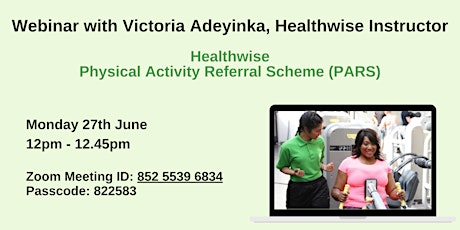 Webinar with Healthwise: Physical Activity Referral Scheme (PARS) tickets