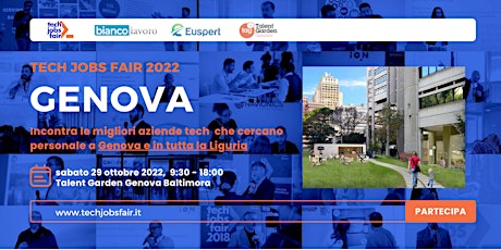 TECH JOBS fair Genova 2022 tickets