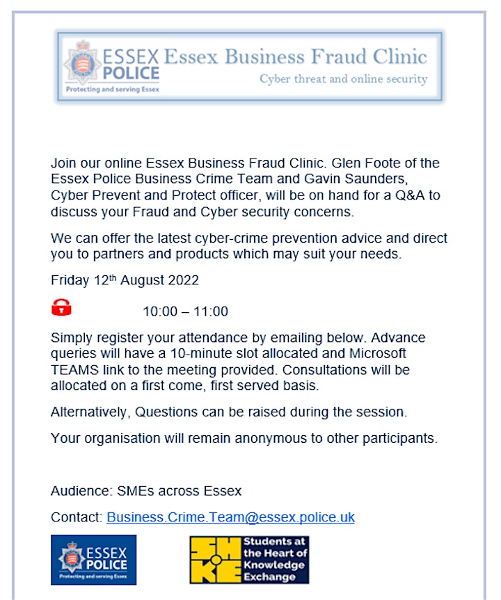 Essex Business Fraud Clinic - Cyber threat and online security. image