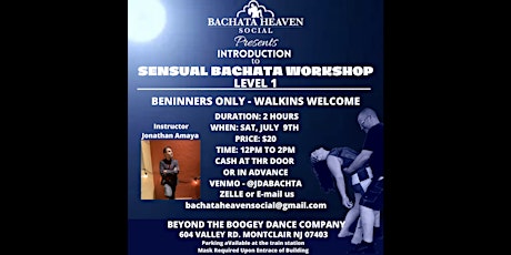Intro To Sensual Bachata Workshop LEVEL 1 ($20 FOR 2 HOURS) tickets