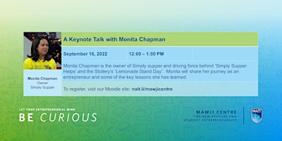 A Mawji Centre keynote talk with Monita Chapman, Owner Simply Supper