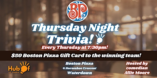 Thursday Trivia at Boston Pizza Waterdown