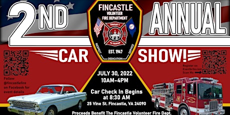 Fincastle Volunteer Fire Department 2nd Annual Car Show tickets