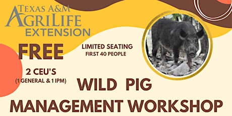 Wild Pig Management Workshop tickets