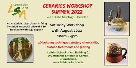 Ceramics Workshop, Saturday 13th August, 10am-4pm