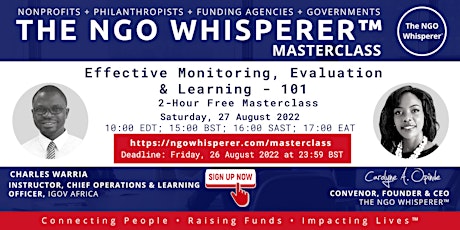 The NGO Whisperer Masterclass - Effective M&E and Learning 101