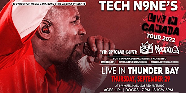 Tech N9ne Live in Thunder Bay September 29th at NV Music Hall