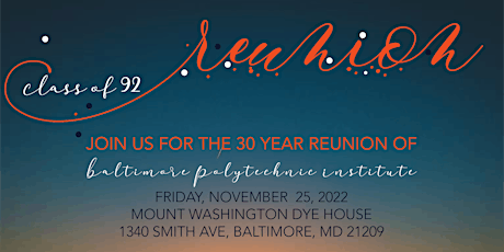 30 Year Reunion for B.P.I. Class of 1992 tickets