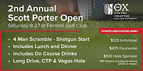2nd Annual Theta Chi Scott Porter Memorial Golf Outing tickets