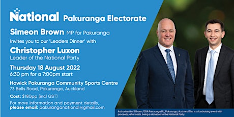 Pakuranga Electorate Dinner with Christopher Luxon tickets