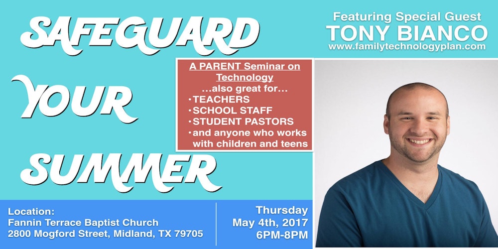 SAFEGUARD YOUR SUMMER: A Parent Seminar with Special Guest Tony Bianco 