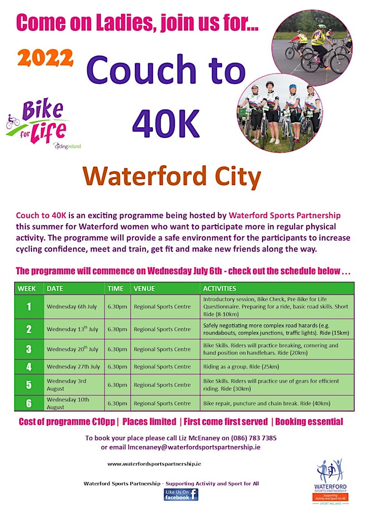 Women's Couch to 40K Cycle - Waterford City image