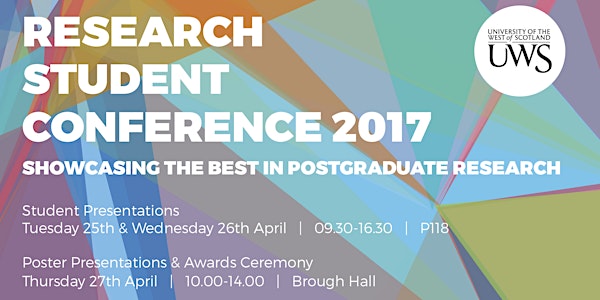 UWS Research Student Conference 2017 - 25th April AM