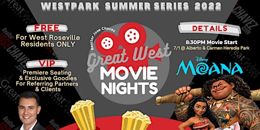 Great West Movie Nights in the Park: Moana!