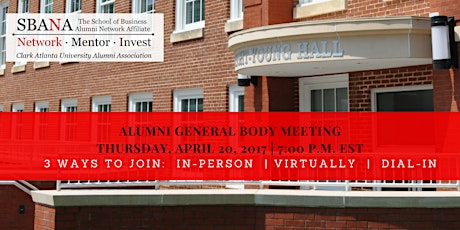 SBANA- Alumni General Body Meeting | Thursday, April 20, 2017 primary image