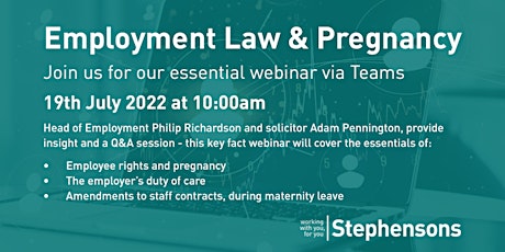 Employers - Join us for a Webinar on employment law and pregnancy primary image