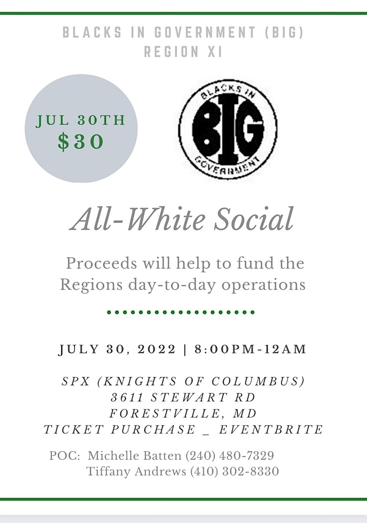 Blacks in Government Region XI All-White Social and Fundraiser image