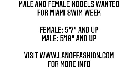 Male and Female Models Wanted for Miami Swim Week Runway Showcase tickets