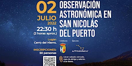 OBSERVACIÓN ASTRONÓMICA EN SAN NICOLÁS DEL PUERTO tickets