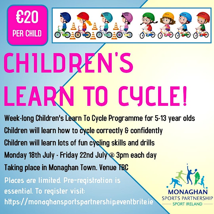 Children's Learn To Cycle Mon 18th-Fri 22nd July image