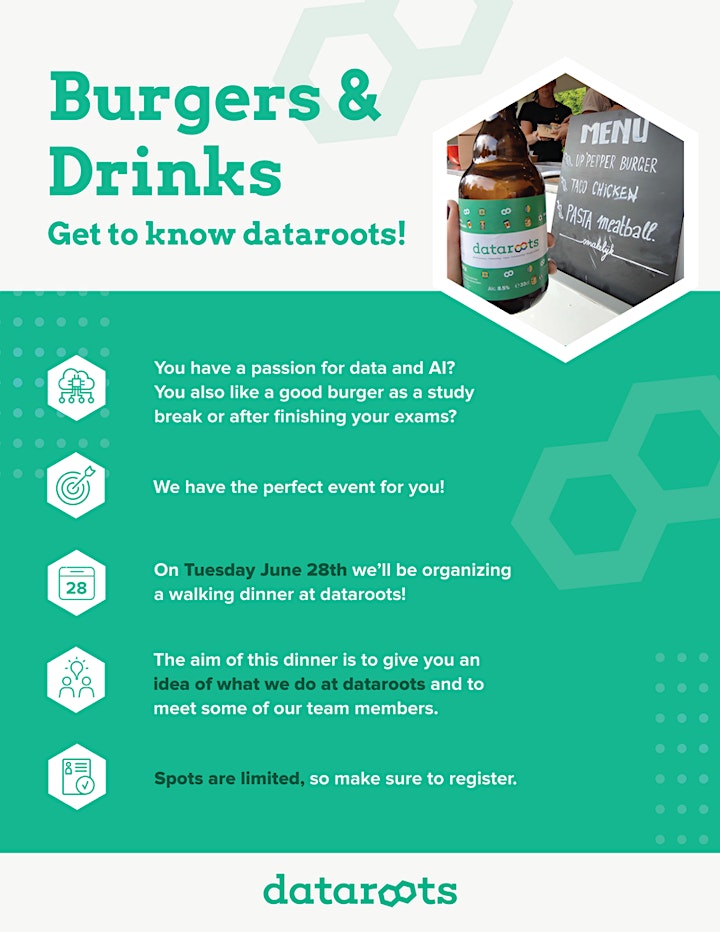 Burgers & Drinks - Get to know dataroots! image