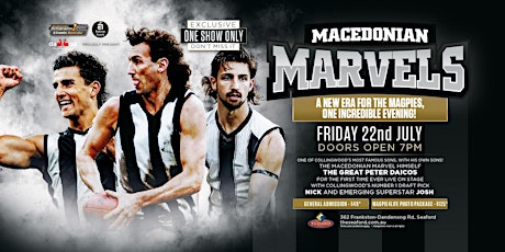 Macedonian Marvels ft Peter, Nick & Josh Daicos LIVE at Seaford Hotel! tickets